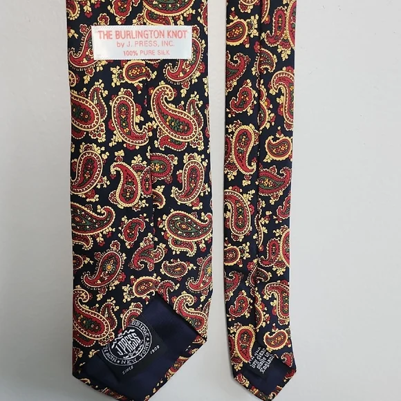 The Burlington Knot By J. Press Paisley Patterned Tie - Black, Red, Gold